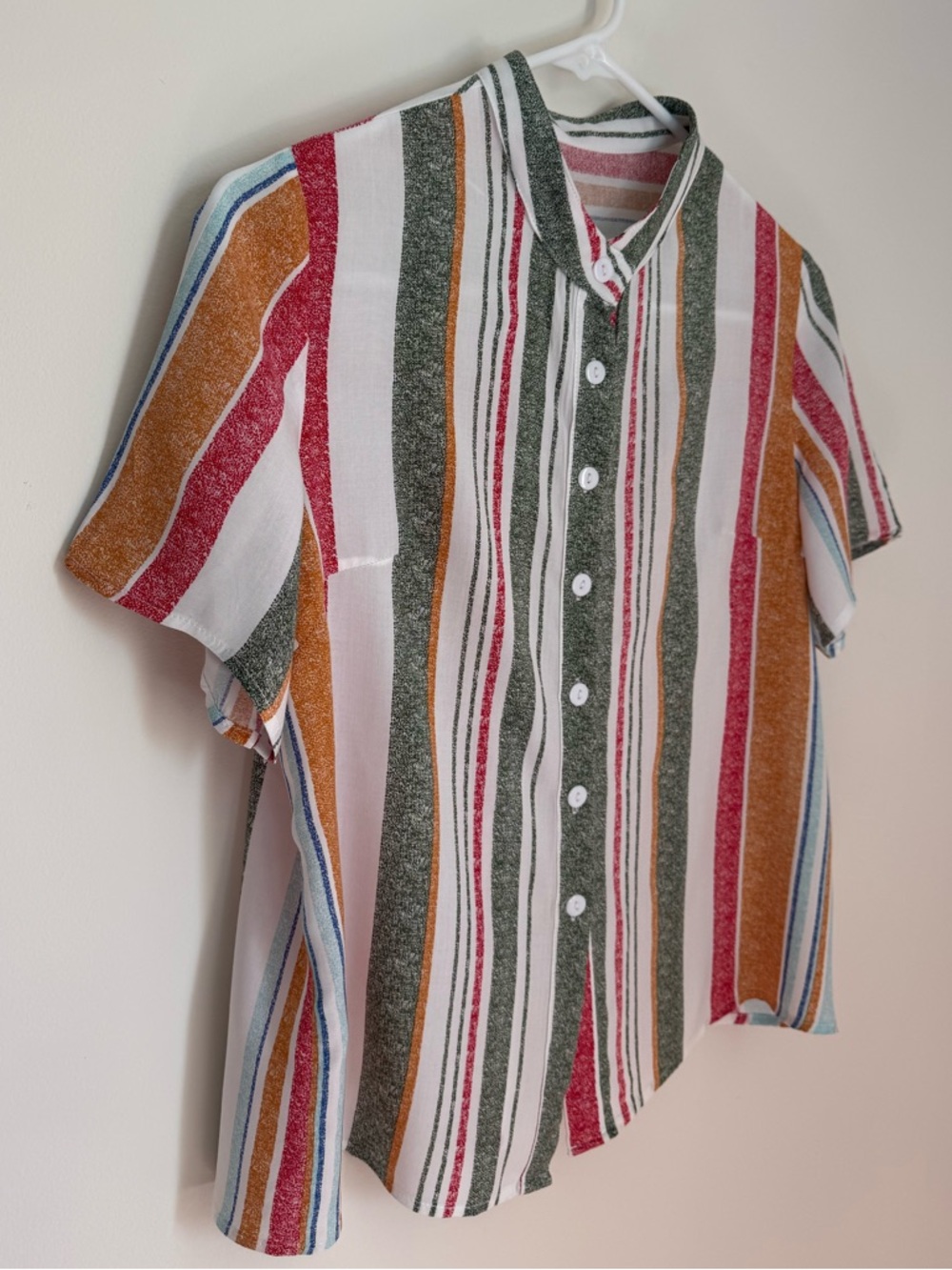 Multicolor Lightweight Striped Button Up Casual Shirt
